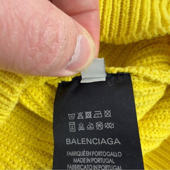 Balenciaga Paris Yellow V Neck Oversized Heavy Knit Sweater Men's Size XS/34 EU - Picture 7 of 16